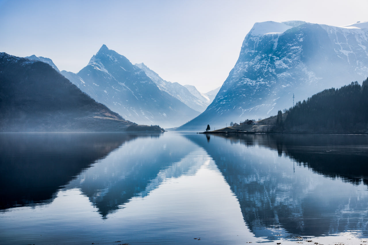 Fjordkrysset - vinter - Fotokunst på aluminiumsplate
